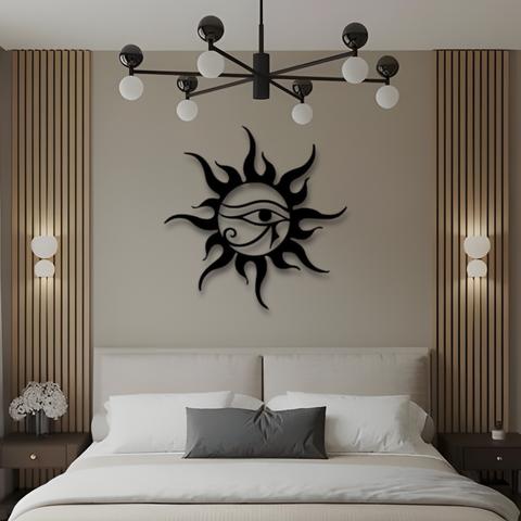 Horus Eye and Sun Metal Wall Art