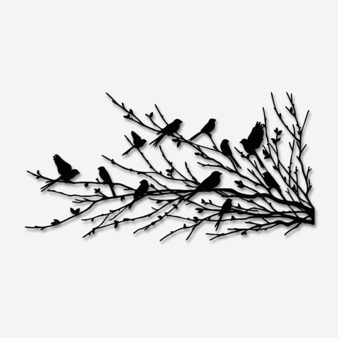 Black Birds in Nature Metal Wall Art