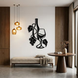 Wine Bottle, Glass and Grapes metal wall art – image 2