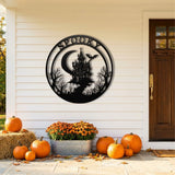 Spooky Haunted House Round Sign metal wall art – image 2