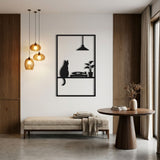 Cat by the Record Player metal wall art – image 2