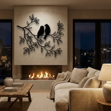Lovebirds on a Leafy Branch metal wall art – image 2