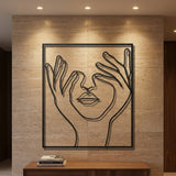 Face with Hands Line Art metal wall art – image 2