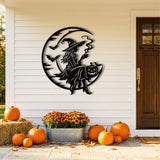 Witch on a Crescent Moon metal wall art – image 2