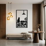 Cat with Record Player and Plants metal wall art – image 2