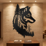 Wolf Head with Pine Forest metal wall art – image 2