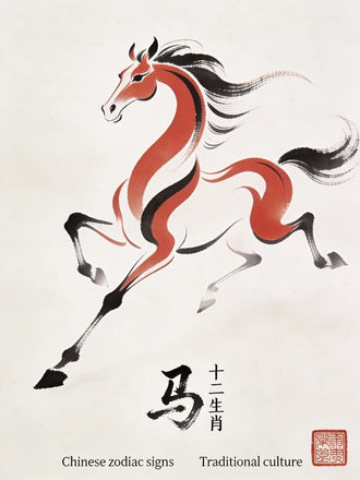 Chinese Zodiac Horse Wall Poster – Traditional Chinese Culture Print