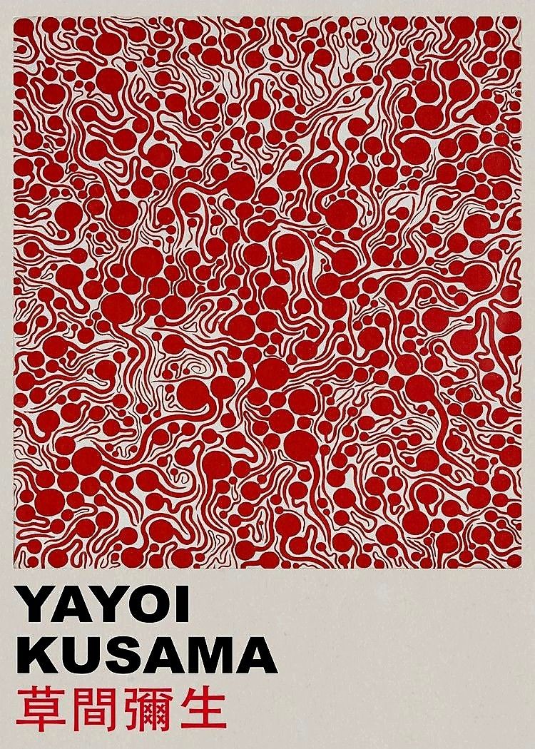 Yayoi Kusama Inspired Non-Figurative Red Pattern Décor Poster Wall Décor