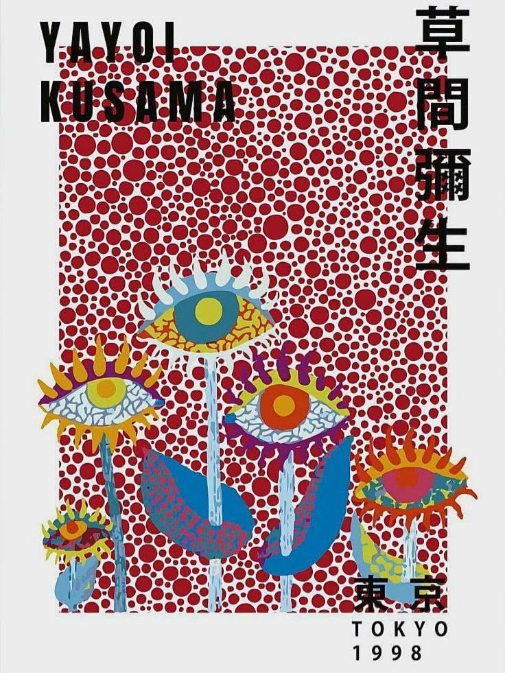 Yayoi Kusama Tokyo 1998 Pop Art Wall Poster – Minimal Expressive Wall Print