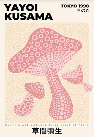Yayoi Kusama Mushroom Décor Poster – Tokyo 1998 Pop Art Wall Print