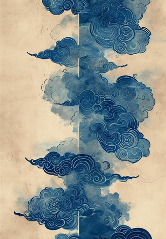 Blue Expressive Clouds Home Art – Aesthetic Cloud Wall Poster for Contemporary Home Decor