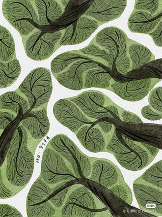 Non-Figurative Green Leaves Pattern No.9576 Aesthetic Home Art Décor Poster