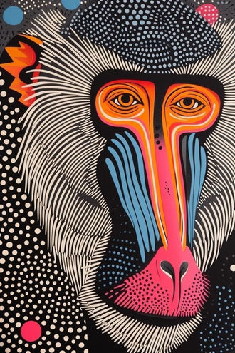Colorful Baboon Pop Art Print, Vibrant Animal Wall Print