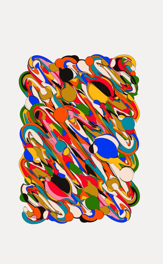 Large Colorful Non-Figurative Artwork – Minimal Boho Wall Decor for Above Couch or Living Room
