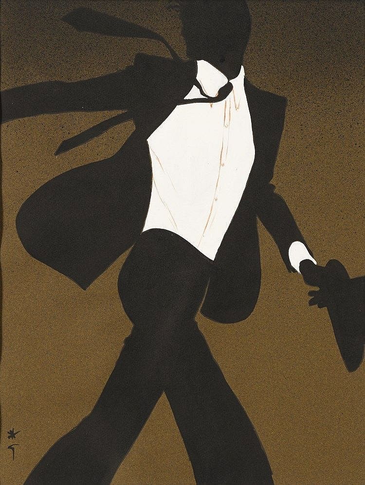 Understated Silhouette Man Décor Poster | Sleek Black and White Wall Print