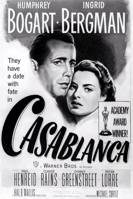 Casablanca Retro Movie Print Wall Print – Humphrey Bogart & Ingrid Bergman Timeless Cinema Decor