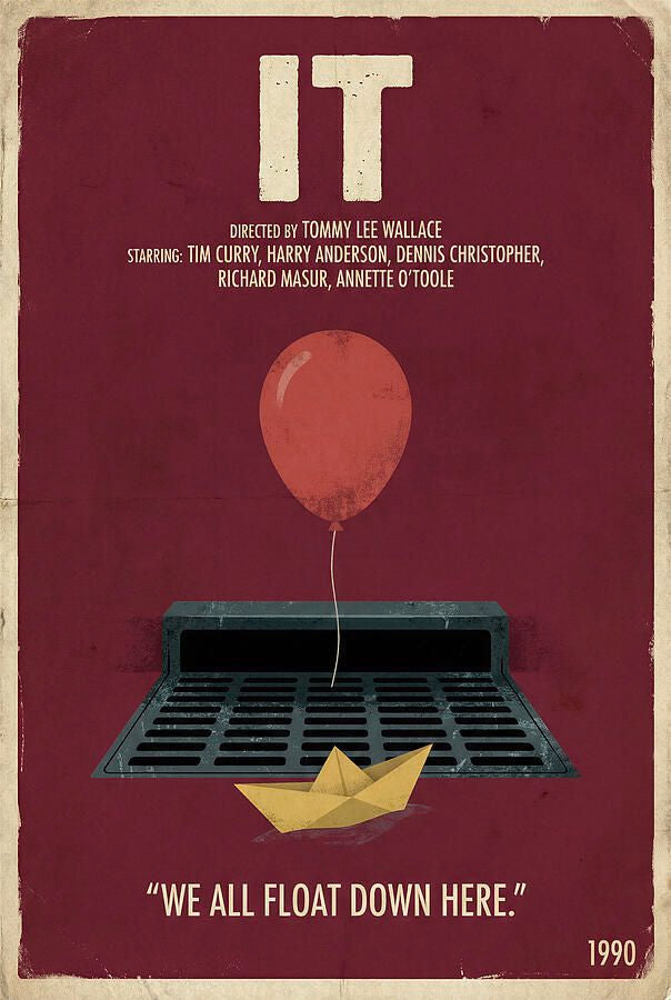 IT Movie Print Wall Décor – Nostalgic Horror 1990 Film Print, Pennywise Iconic Poster