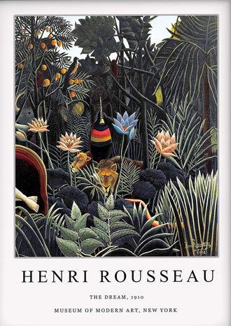 Henri Rousseau The Dream Fine Print, Tropical Floral Animal Scene Wall Print, Famous Painting Reproduction
