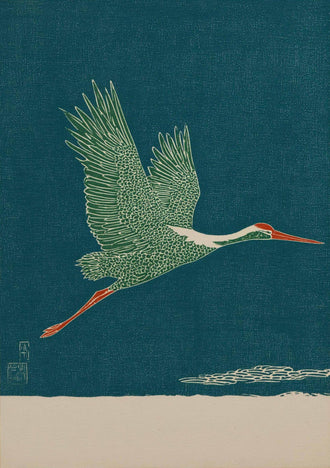 Crane Bird Décor Poster, Nostalgic Japanese Minimal Wall Poster, Contemporary Zen Nature Artwork, Elegant Flying Bird Decor, Asian Home Print
