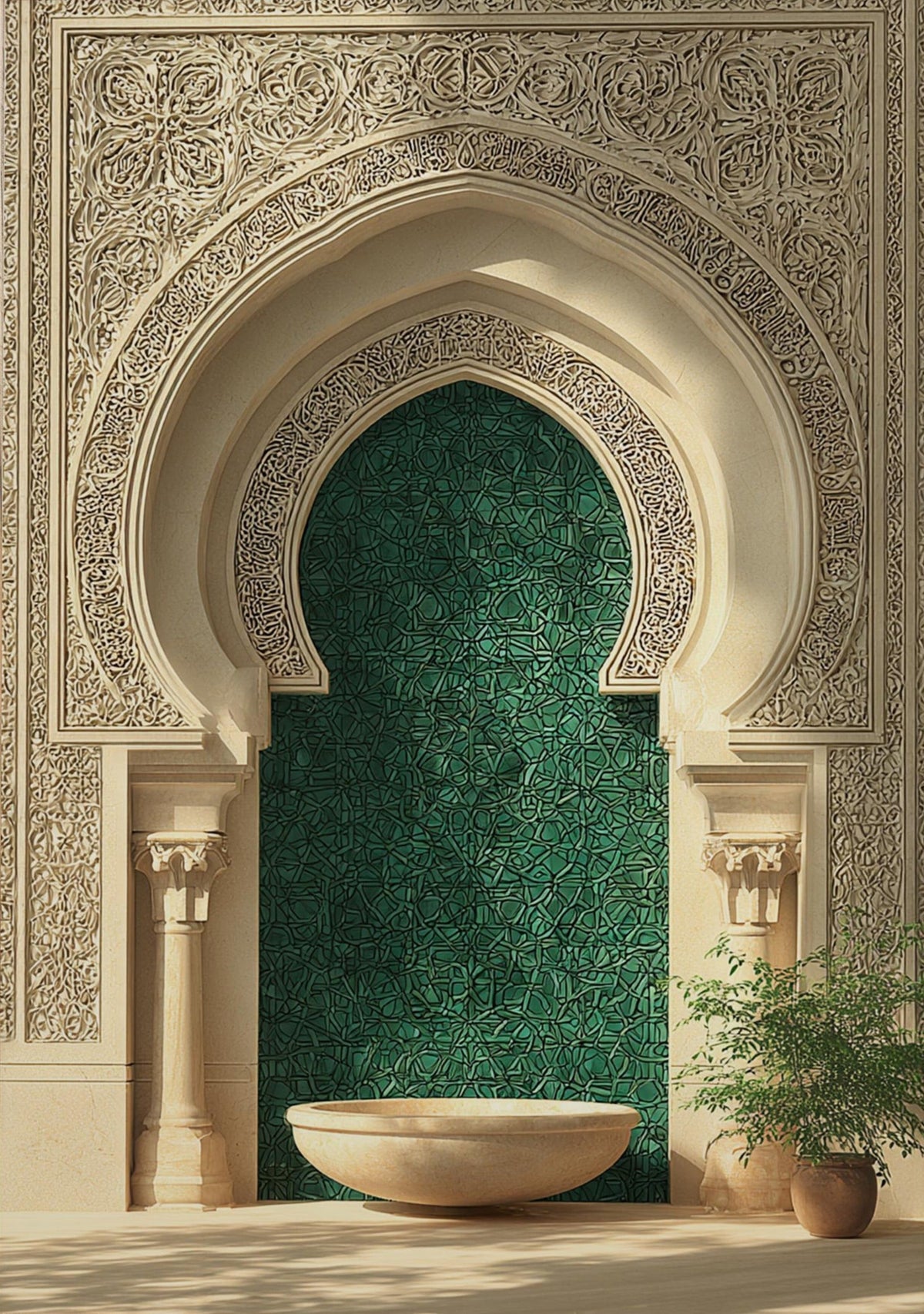 Emerald Mosque Door Print, Islamic Architecture Wall Print, Oriental Calligraphy Décor Poster, Middle Eastern Decor, Cultural Heritage Design