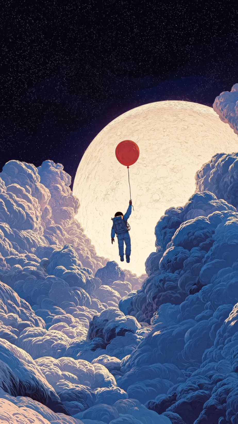 Astronaut with Balloon and Moon Aesthetic Wall Décor Print