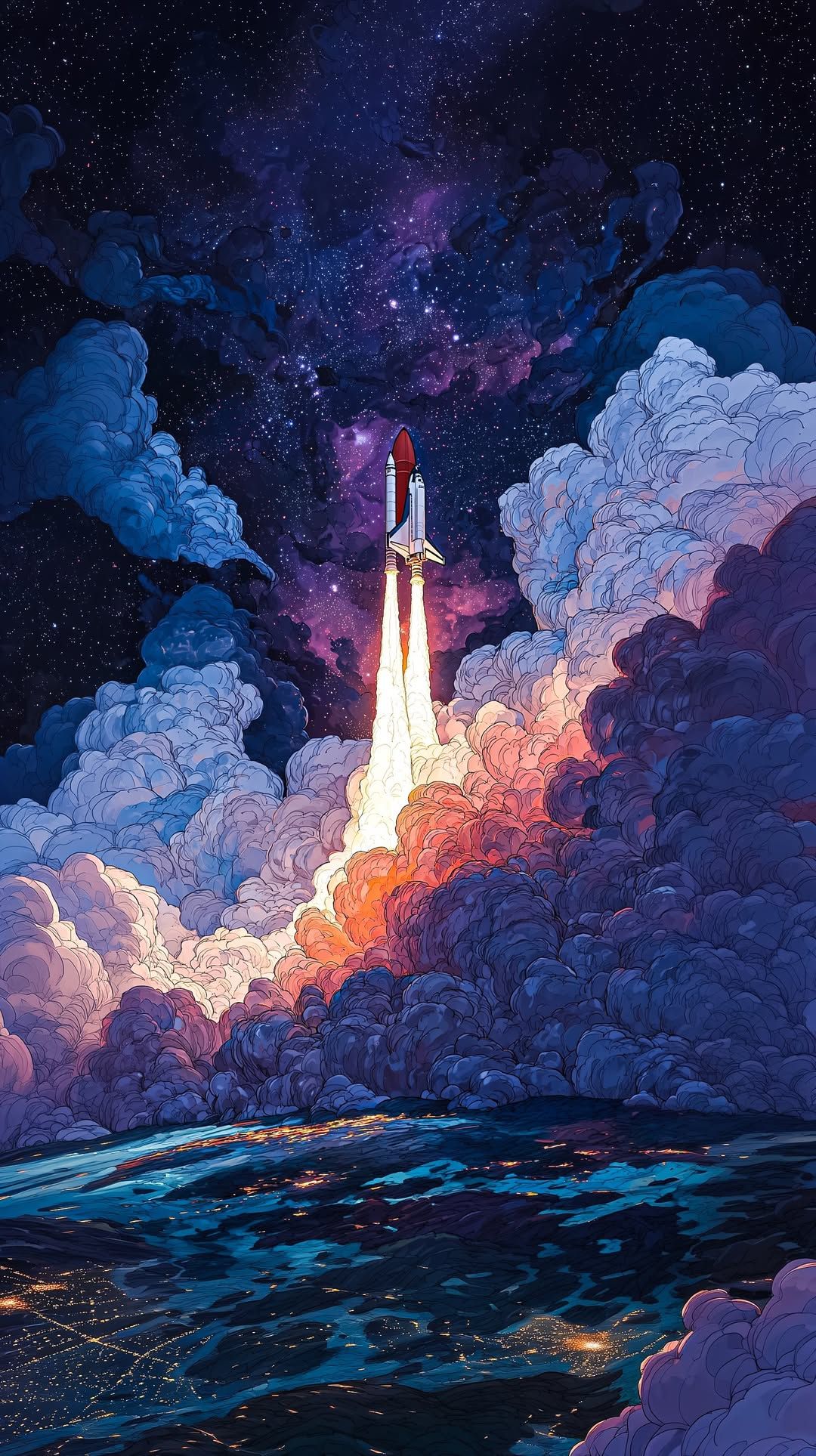 Space Shuttle Launch Aesthetic Wall Print Décor Poster Print
