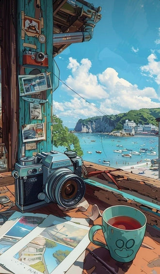 FONGALUC Nostalgic Camera Seaside Aesthetic Wall Décor Wall Poster