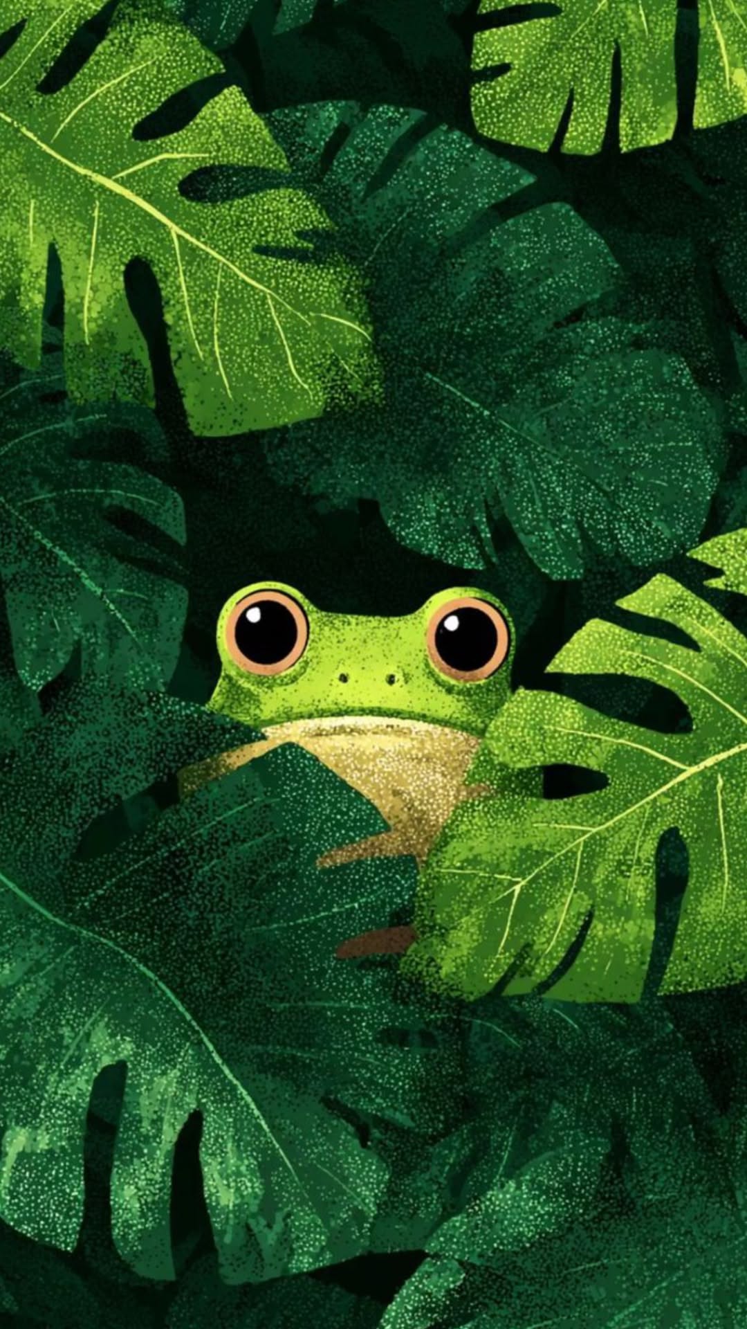 Frog in Jungle Leaves Aesthetic Home Art Print
