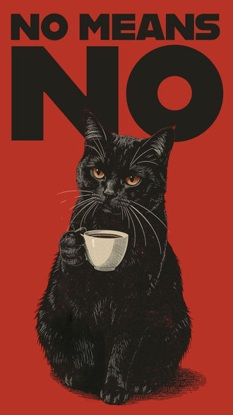 No Means No Cat Pop Art Décor Poster, Funny Cat Wall Poster