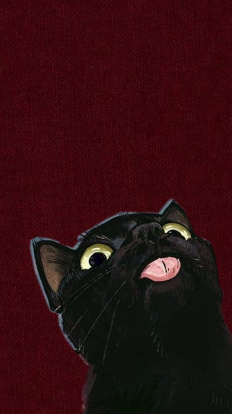 Black Cat Illustration Aesthetic Wall Décor Print