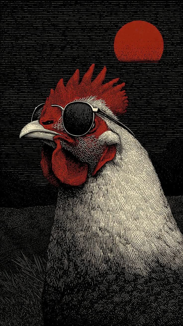 Cool Chicken with Sunglasses Pop Art Print – Funny Chicken Wall Décor
