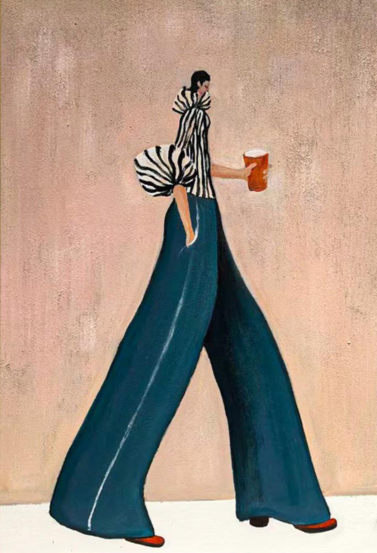 Hand Painted Fashion Woman Canvas | Sleek Figurative Oil Painting | Bold Contemporary Artwork Wall Poster for Chic Interiors