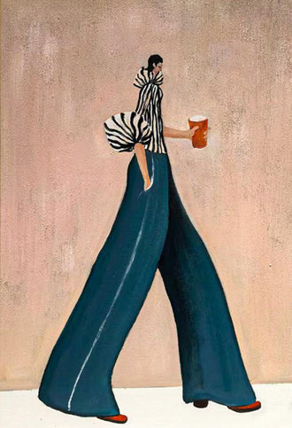 Hand Painted Fashion Woman Canvas | Sleek Figurative Oil Painting | Bold Contemporary Artwork Wall Poster for Chic Interiors