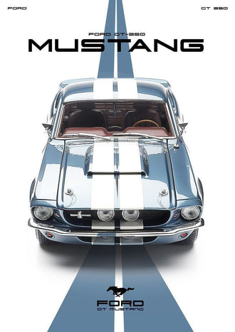 Ford Mustang GT350 Retro Décor Poster – Iconic Ford GT-350 Mustang Home Wall Décor