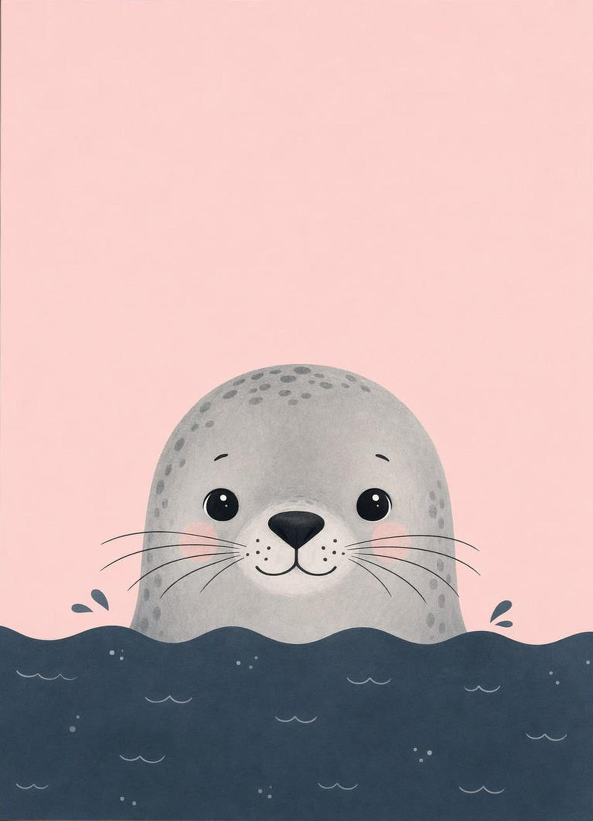 Minimal Seal Nursery Wall Poster, Coastal Ocean Baby Décor Print, Sleek Beach Nursery Decor