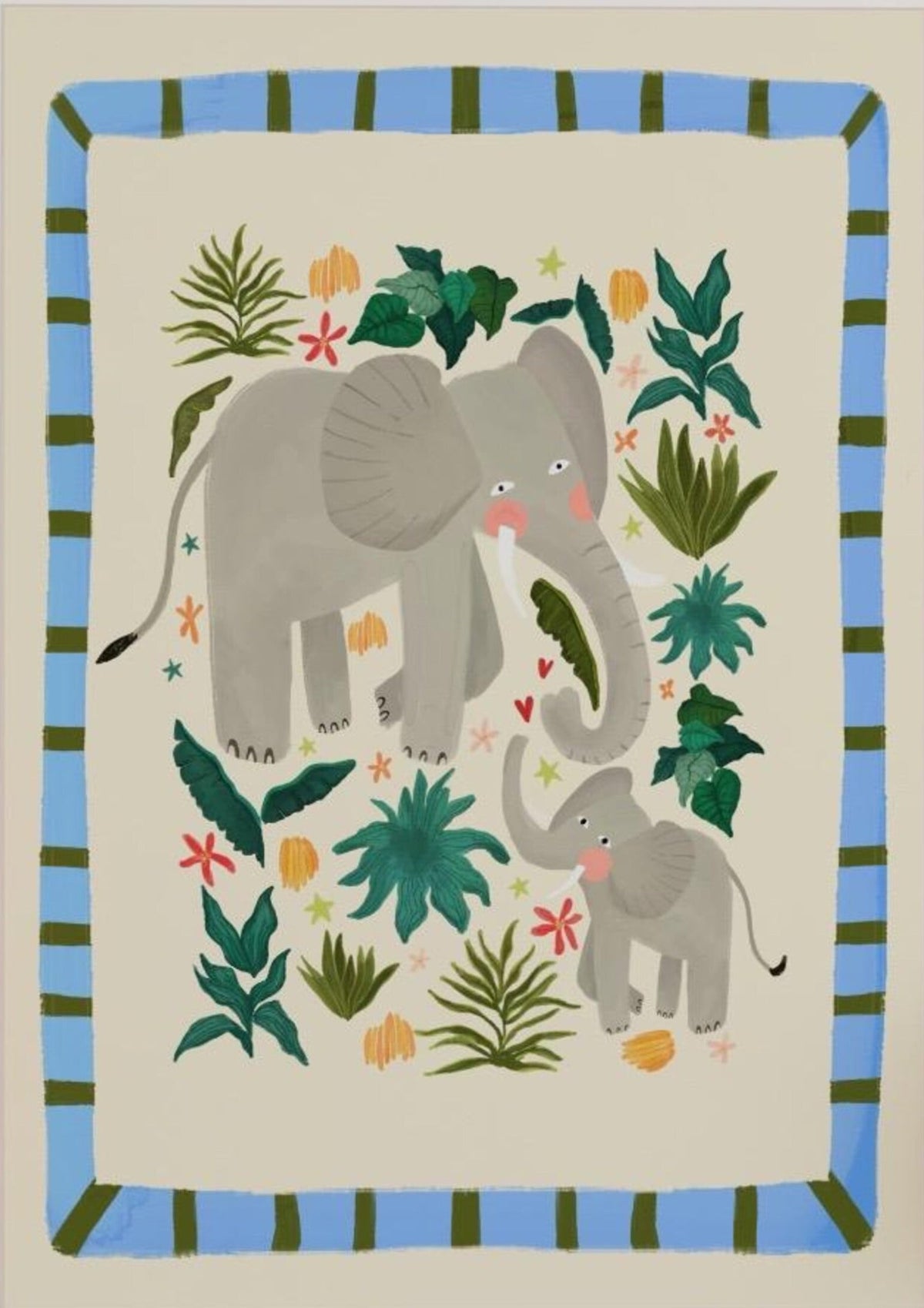 Eric the Elephant Kids Nursery Animal Illustration, Colorful Jungle Pop Art Wall Print