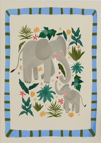 Eric the Elephant Kids Nursery Animal Illustration, Colorful Jungle Pop Art Wall Print