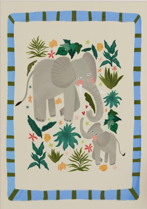 Eric the Elephant Kids Nursery Animal Illustration, Colorful Jungle Pop Art Wall Print