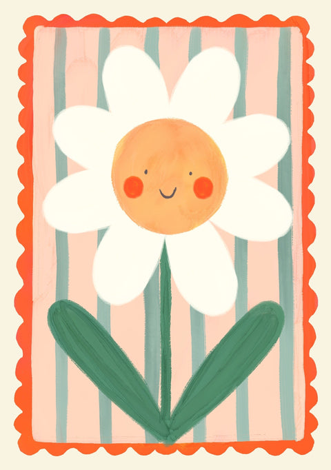 Color Pop Smiley Flower Wall Poster – Cheerful Nursery and Kids Room Décor Print