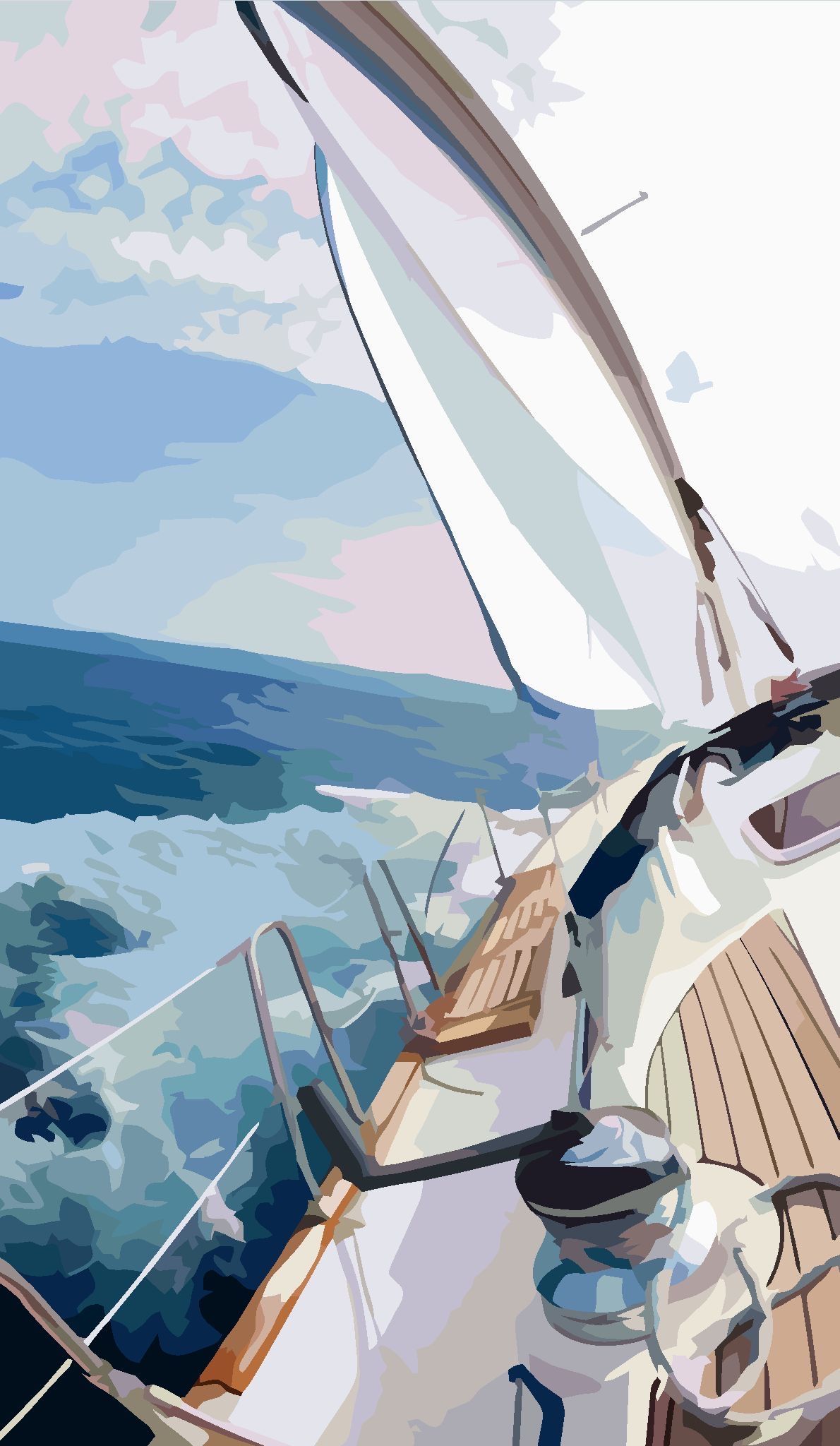 Sailing Boat on Ocean Aesthetic Print – Nautical Wall Print for Home Decor