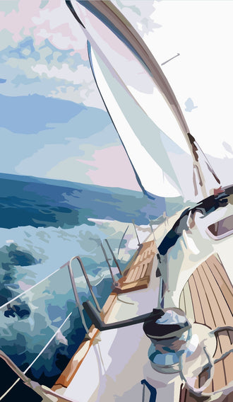 Sailing Boat on Ocean Aesthetic Print – Nautical Wall Print for Home Decor