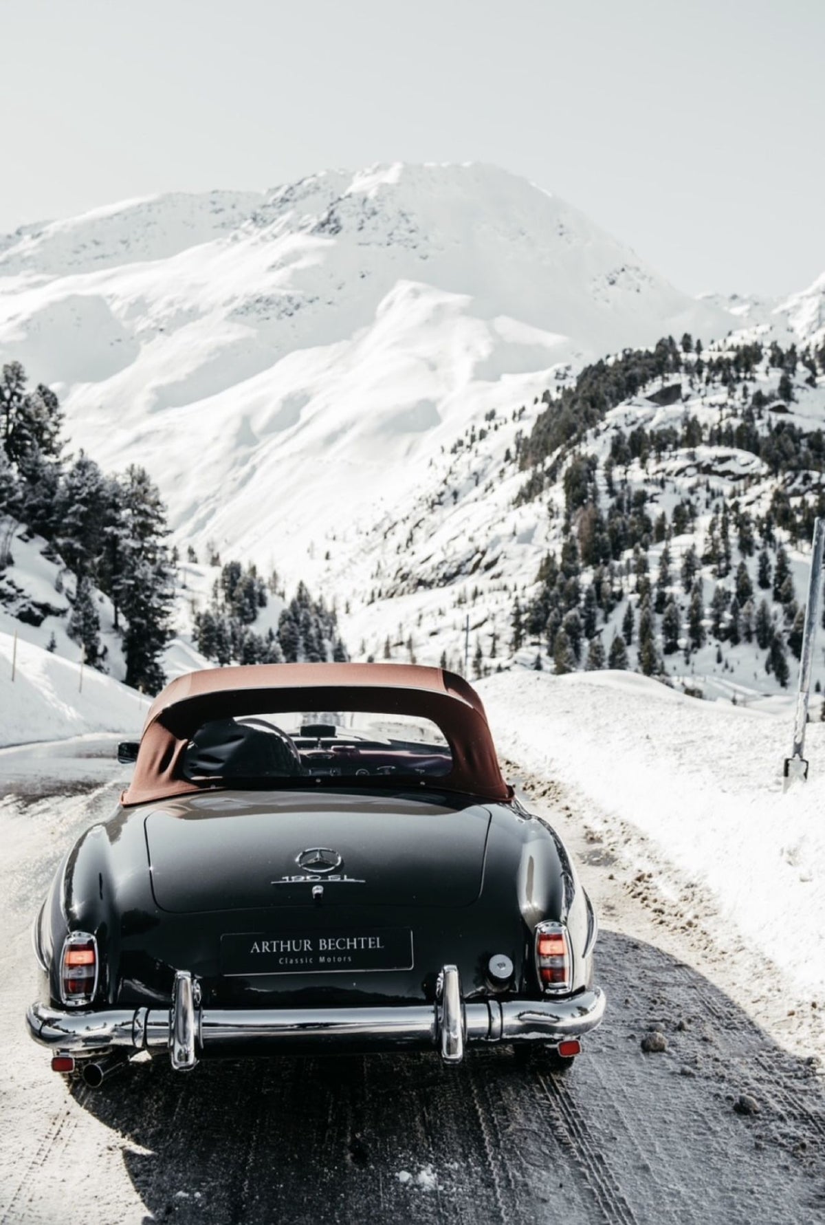 Arthur Bechtel Timeless Motors – Mercedes 190 SL Snowy Mountain Wall Décor Poster