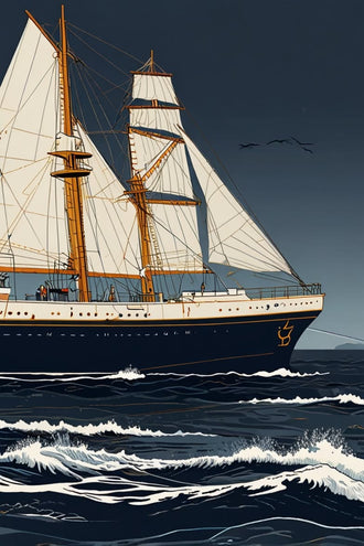 Sailing Ship Aesthetic Print, Nautical Wall Print, Ocean Voyage Print