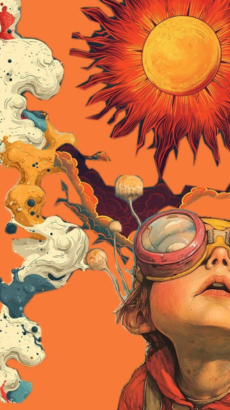 Surreal Child with Sun Aesthetic Wall Print Décor Poster Print