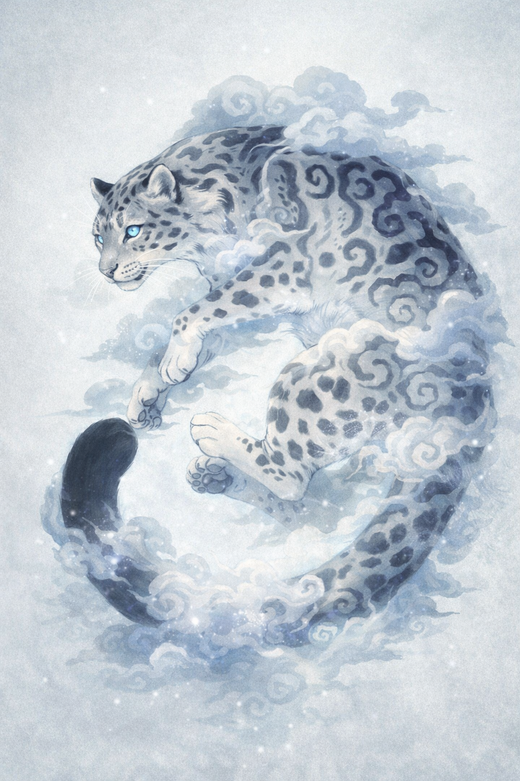 Snow Leopard Cloud Aesthetic Wall Décor Print