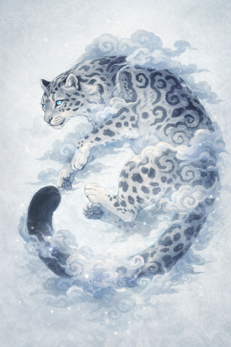 Snow Leopard Cloud Aesthetic Wall Décor Print