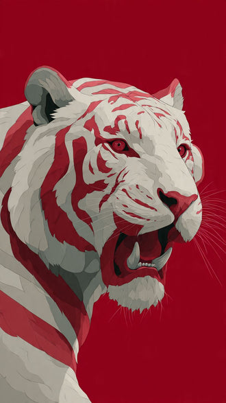 White Tiger Aesthetic Home Art Wall Poster Print – Minimal Jungle Animal Illustration