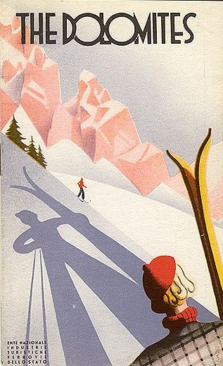 The Dolomites Nostalgic Ski Wall Poster Wall Print