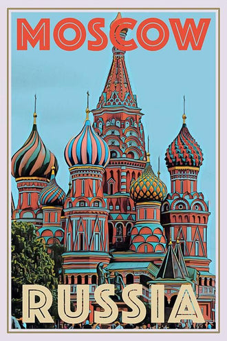 Moscow Russia Retro Wall Print Poster – Retro Travel City Illustration Print