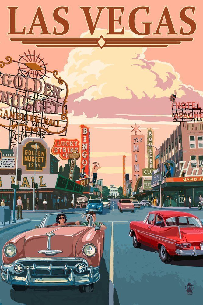 LAS VEGAS Heritage Street Scene Print – Retro City Wall Print